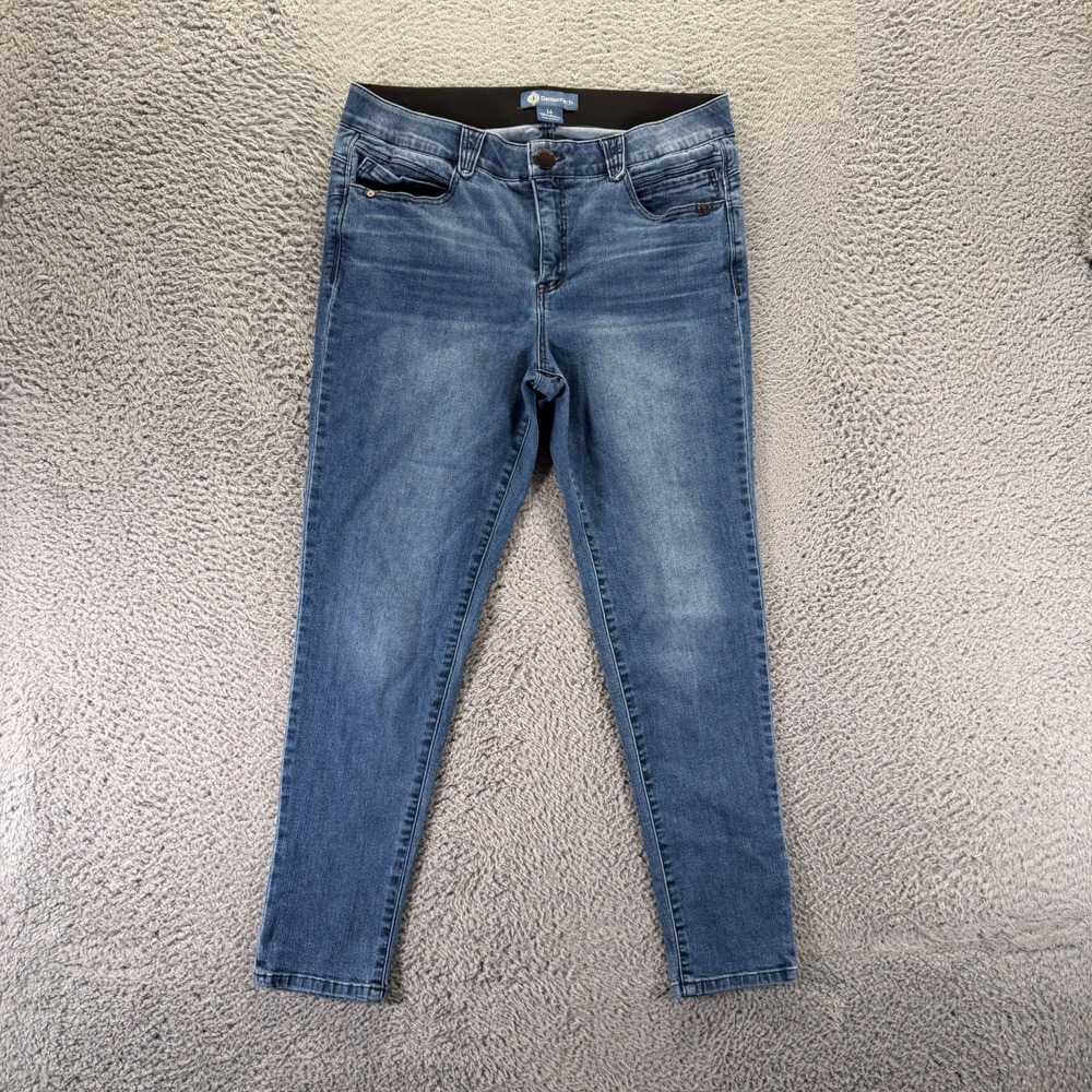Democracy Ab Solution Jeans Womens 14 Blue Cotton Denim Ankle Skinny Leg Stretch